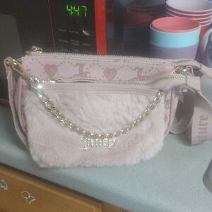 Juicy Couture Pink Faux Fur Crossbody Bag